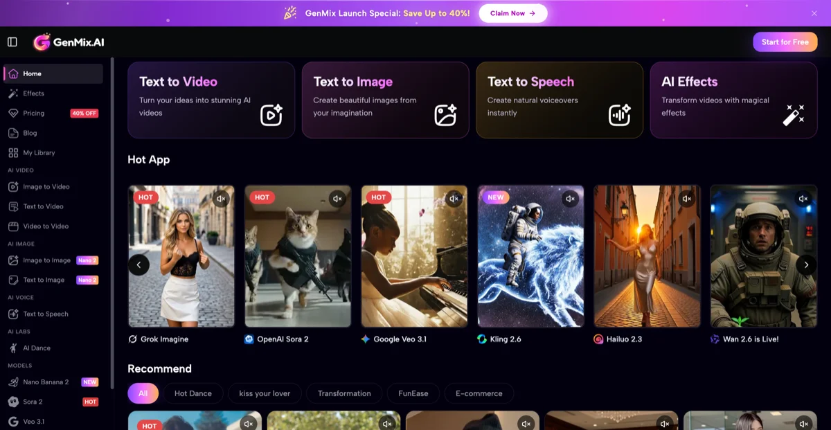 GenMix - AI Video, Image & Voice Generator - AIListingTool